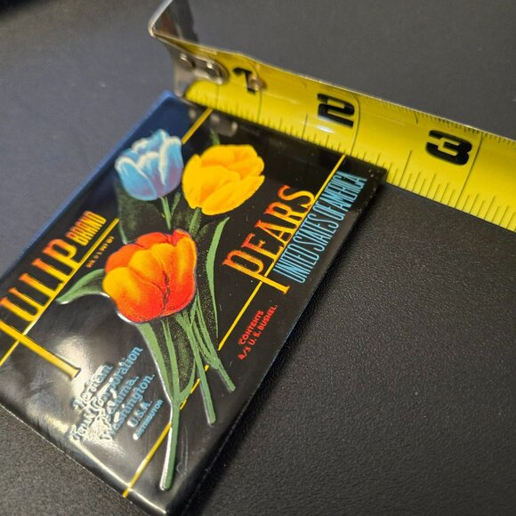 Tulip Brand Pears Perham Fruit Yakima Washington Enamel Metal Magnet 3" x 2.5" - Picture 6 of 7